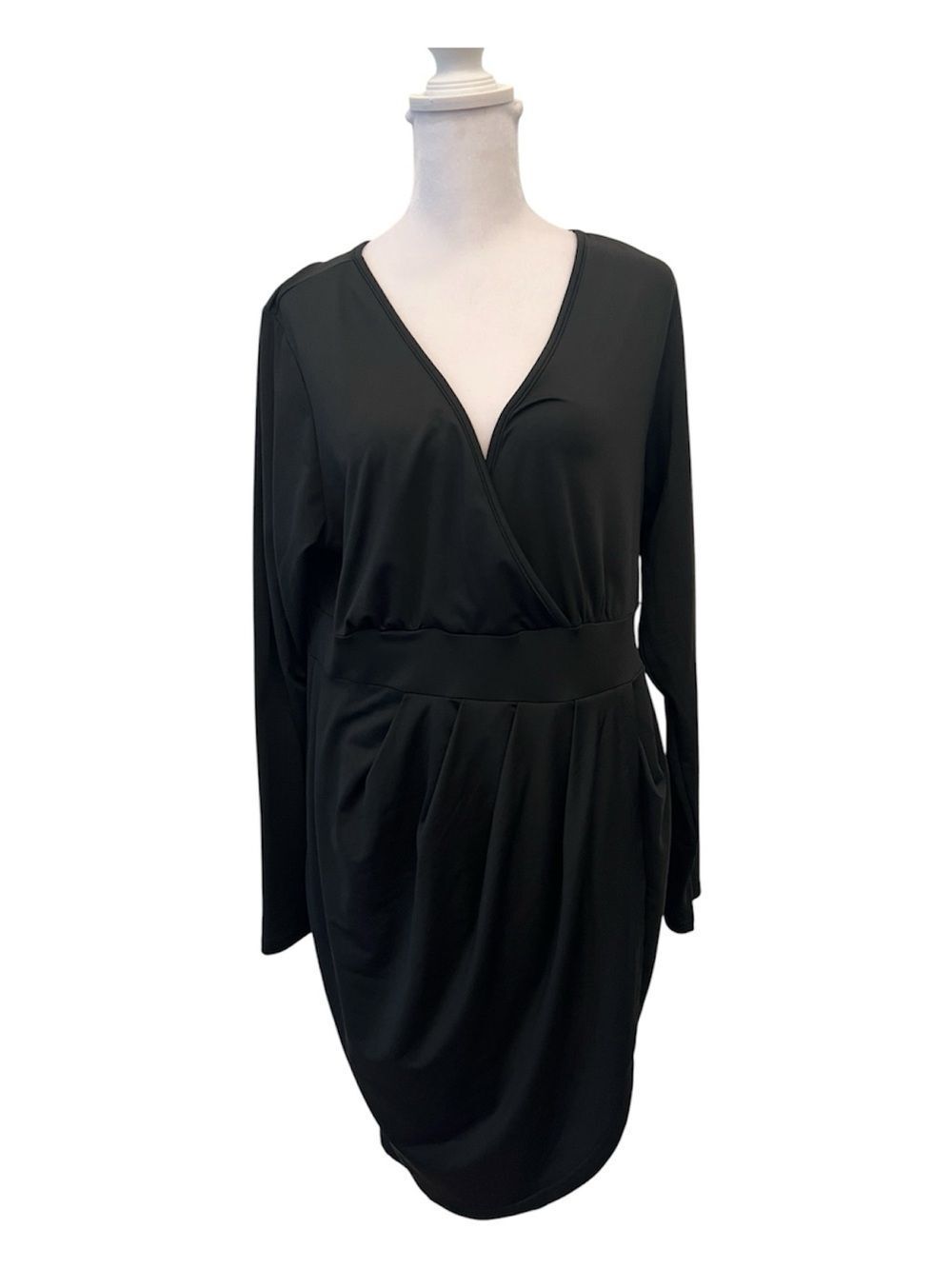 NWT Poseshe Size XL Long Sleeve Faux Wrap Bodice and Faux Wrap Skirt LBD